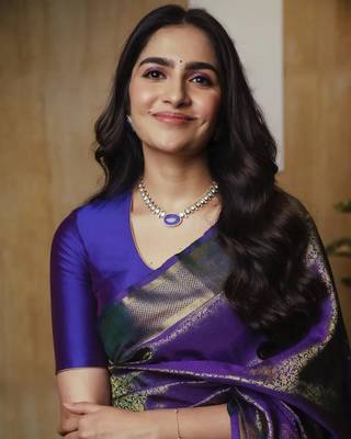 Blue Banarasi Soft Silk blend saree 4