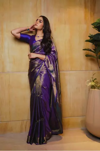 Blue Banarasi Soft Silk blend saree
