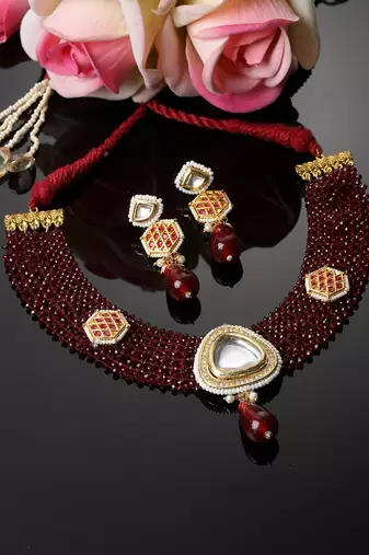 Merlot necklace with earring jewellery set