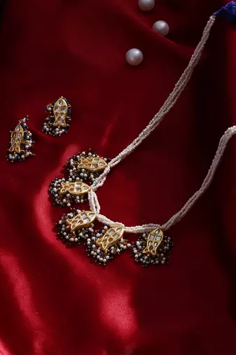 Navy twilight necklace with earring jewellery set