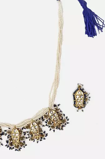 Navy twilight necklace with earring jewellery set