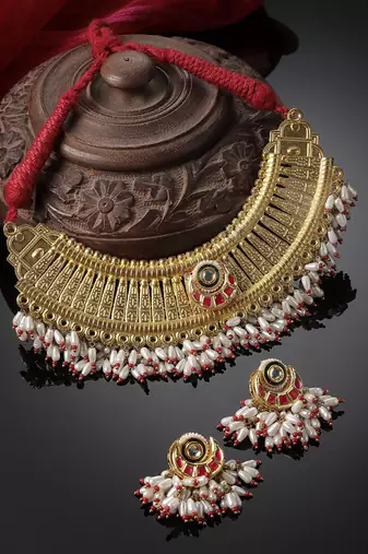 Lal roshni necklace with earring jewellery set