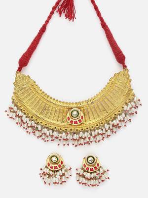 Lal roshni necklace with earring jewellery set 4