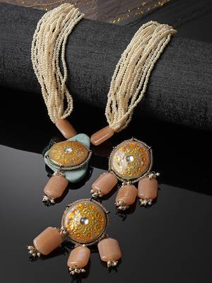 Rust necklace with earring jewellery set 2