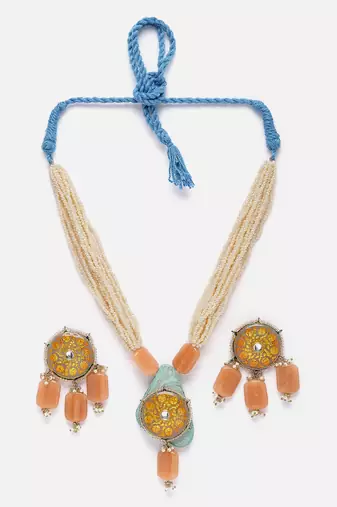 Rust necklace with earring jewellery set