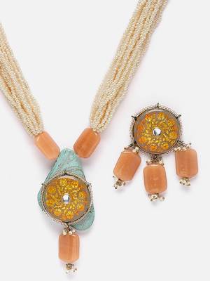 Rust necklace with earring jewellery set 4