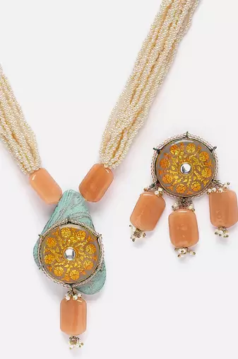 Rust necklace with earring jewellery set