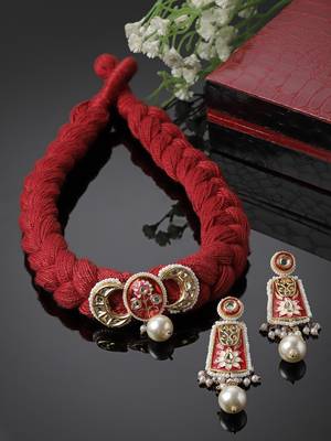 Aabi gulabi necklace with earring jewellery set 2