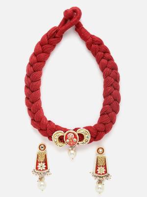 Aabi gulabi necklace with earring jewellery set 3