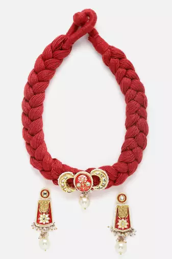 Aabi gulabi necklace with earring jewellery set