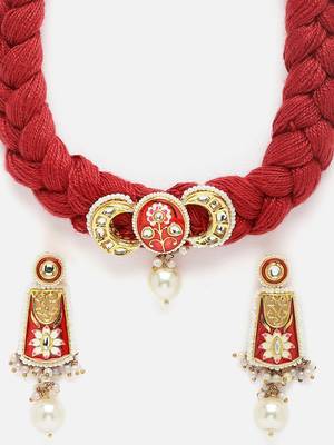 Aabi gulabi necklace with earring jewellery set 4