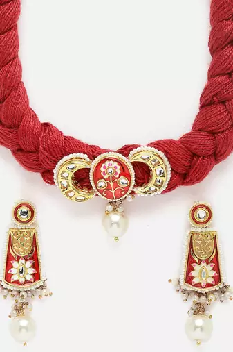 Aabi gulabi necklace with earring jewellery set