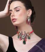 Laal moti chokar necklace