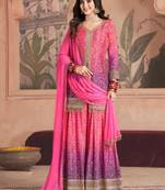 Pink chinon silk sequence designer Palazzo suit