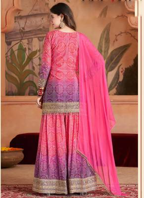 Pink chinon silk sequence designer Palazzo suit 2