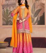 Yellow chinon silk sequence designer Palazzo suit