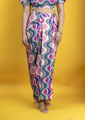 Multicolored  italian crepe fabric western drape skirt co ord set 2