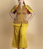 Golden mustard threadwork embellished co ord set