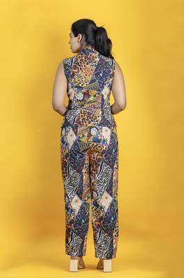 Digital printed co ord set with waistcoat and pants on linen cotton 5