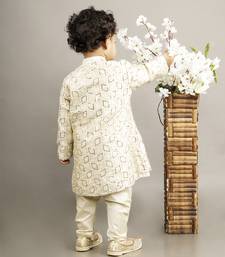 Fawn embroidered attached jacket kurta set