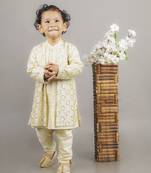 Fawn embroidered attached jacket kurta set