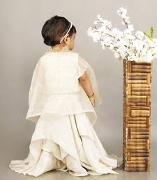 Fawn embroidered blouse with cape with ghagara set