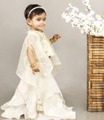 Fawn embroidered blouse with cape with ghagara set