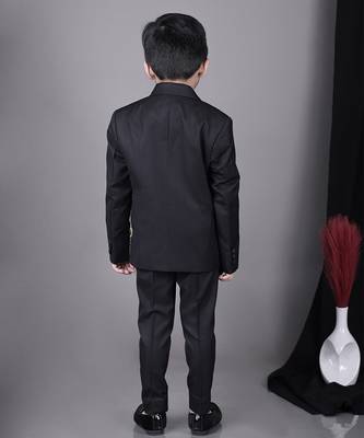 Black tuxedo with carnival hand embroidery shirt pant with bow tie set 3