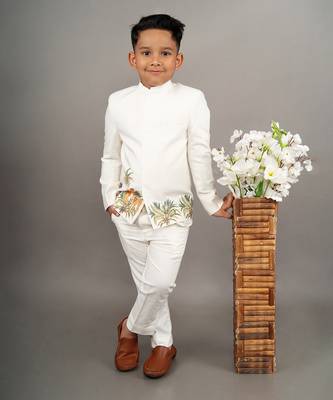 Ivory bandgala with cheetah embroidered with pant set 1