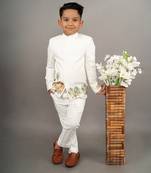 Ivory bandgala with cheetah embroidered with pant set