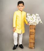 Yellow heavy full embroidered sherwani set