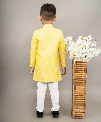 Yellow heavy full embroidered sherwani set 2