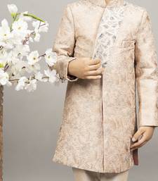 Beige embroidered stylish sherwani set