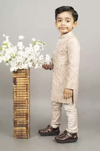 Beige embroidered stylish sherwani set