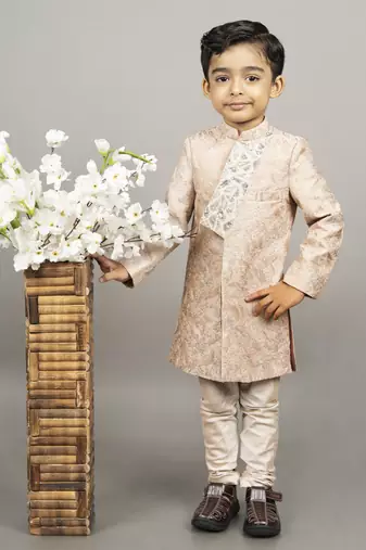Beige embroidered stylish sherwani set