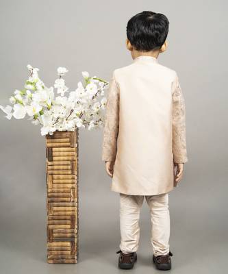 Beige embroidered stylish sherwani set 5