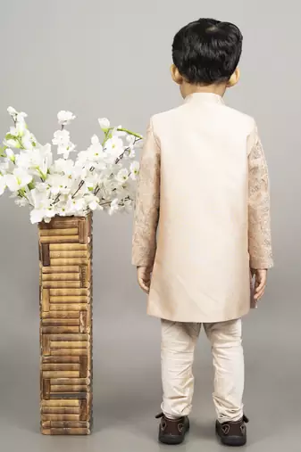 Beige embroidered stylish sherwani set
