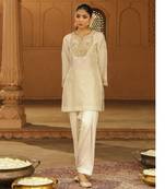 Mehnoor ashira daisy ivory short kurta with salwar set