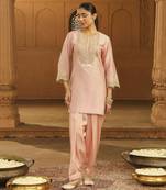 Mehnoor arisa blush pink short kurta with salwar set