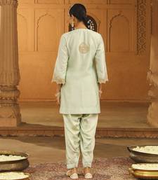 Mehnoor arisa misty green short kurta with salwar set