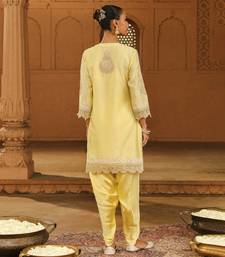 Mehnoor anika lemon yellow short kurta with dhoti set