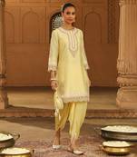 Mehnoor anika lemon yellow short kurta with dhoti set