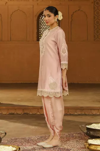 Mehnoor ernika off-rose short kurta with dhoti set