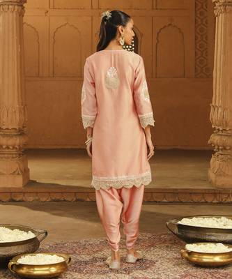 Mehnoor Ernika Off-Rose Short Kurta With Dhoti Set 2