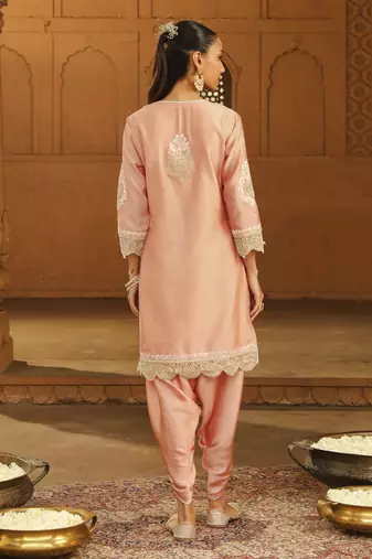 Mehnoor Ernika Off-Rose Short Kurta With Dhoti Set