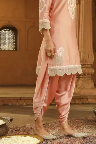 Mehnoor Ernika Off-Rose Short Kurta With Dhoti Set