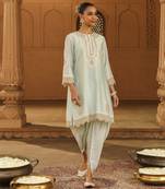 Mehnoor Ernika Misty Green Short Kurta With Dhoti Set