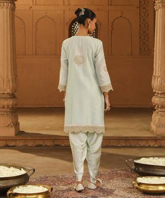Mehnoor Ernika Misty Green Short Kurta With Dhoti Set 3