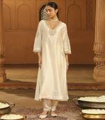 Mehnoor Akira Daisy Ivory A-Line Chauga With Salwar Set