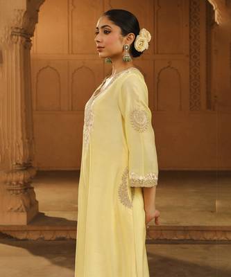 Mehnoor Akira Lemon Yellow A-Line Chauga With Salwar Set 3